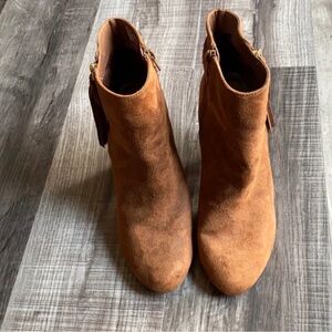 a.n.a Tan Suede Ankle Heeled Booties